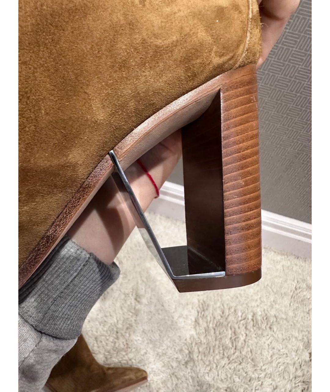 HERMES Горчичные замшевые сапоги, фото 6