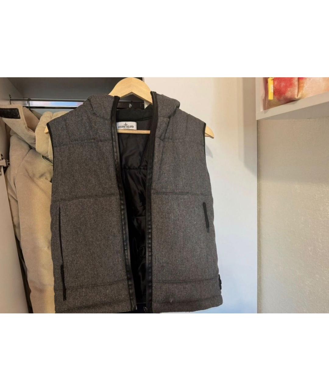 STONE ISLAND Серый шерстяной жилет, фото 5