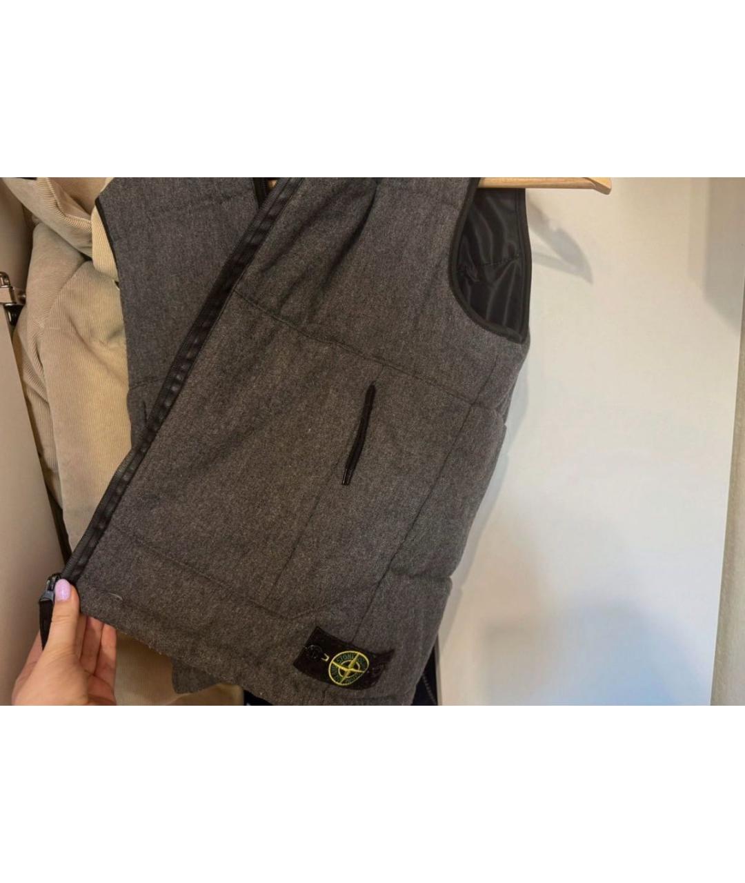 STONE ISLAND Серый шерстяной жилет, фото 3