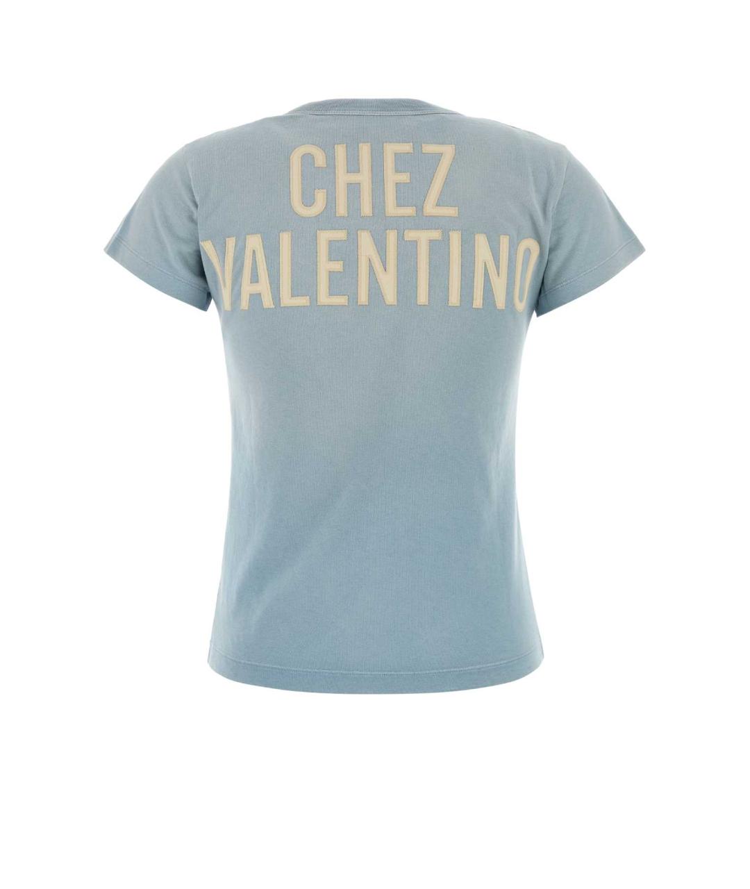 VALENTINO Голубая хлопковая футболка, фото 2