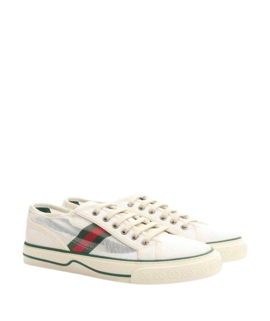 GUCCI Белые текстильные низкие кроссовки / кеды, фото 1
