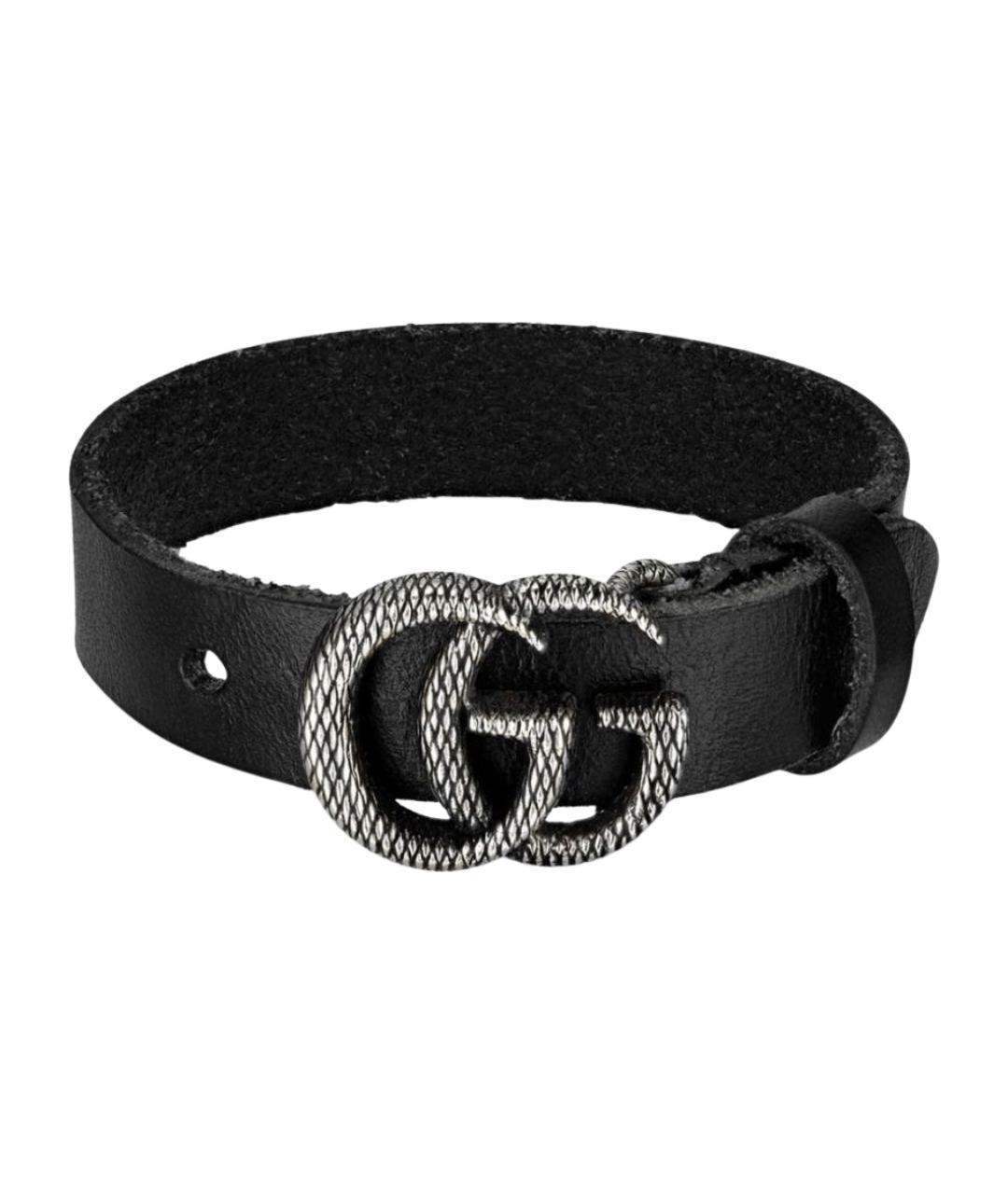 GUCCI Черный кожаный браслет, фото 1
