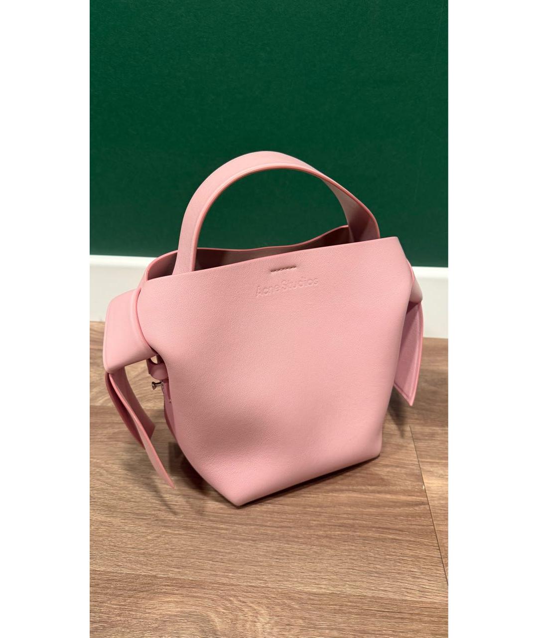 ACNE STUDIOS Розовая кожаная сумка с короткими ручками, фото 2