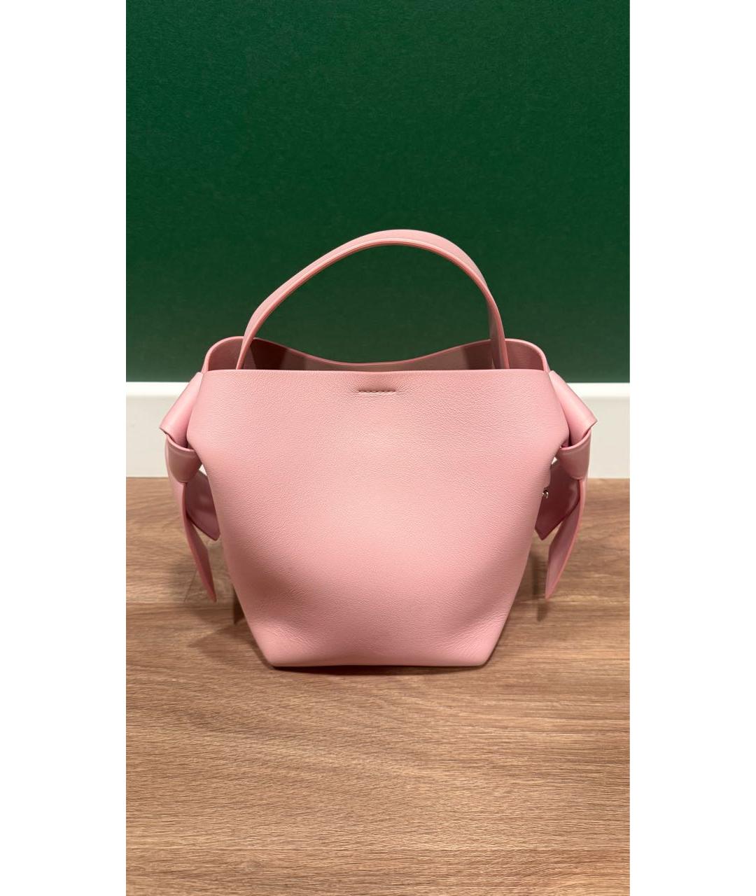 ACNE STUDIOS Розовая кожаная сумка с короткими ручками, фото 3