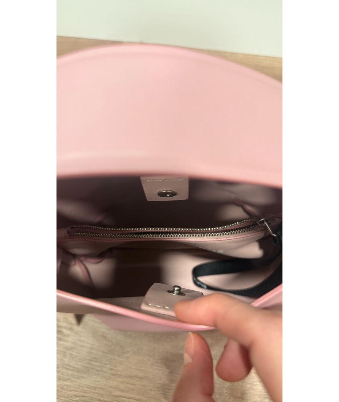 ACNE STUDIOS Розовая кожаная сумка с короткими ручками, фото 4