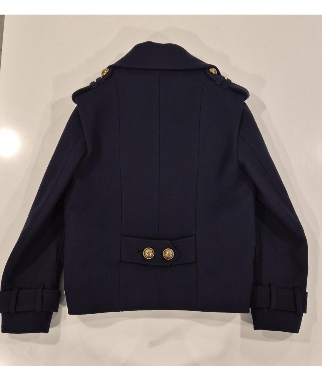 BALMAIN Темно-синее шерстяное пальто, фото 6