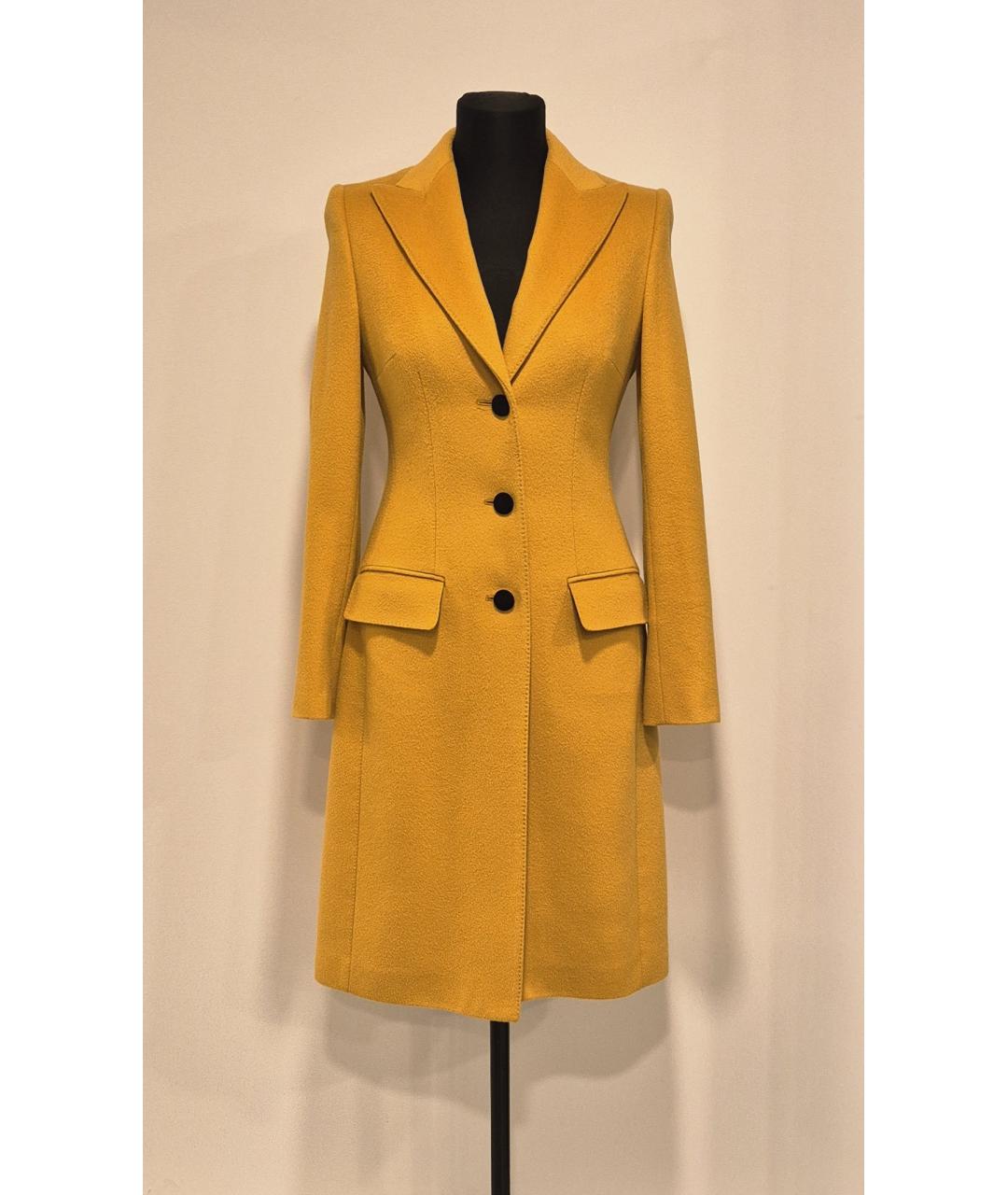DOLCE&GABBANA Желтое шерстяное пальто, фото 10