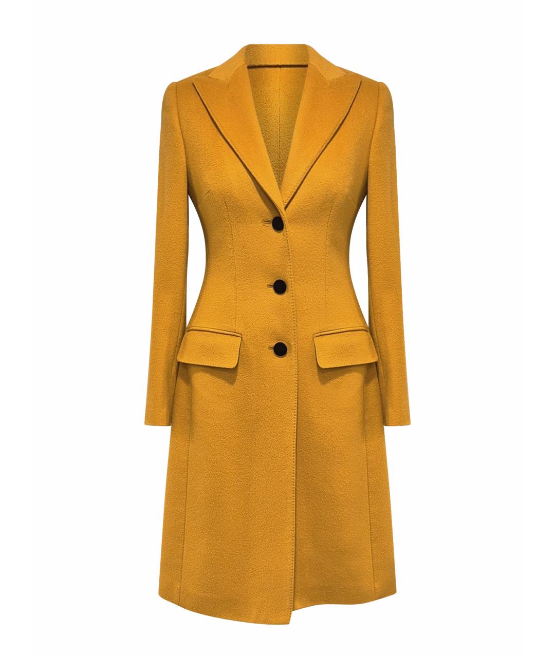 DOLCE&GABBANA Желтое шерстяное пальто, фото 1