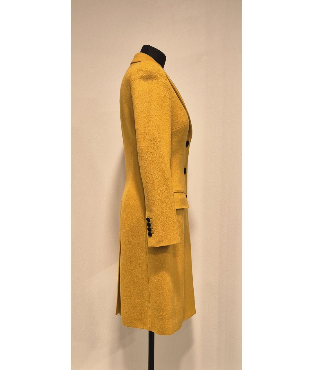 DOLCE&GABBANA Желтое шерстяное пальто, фото 3