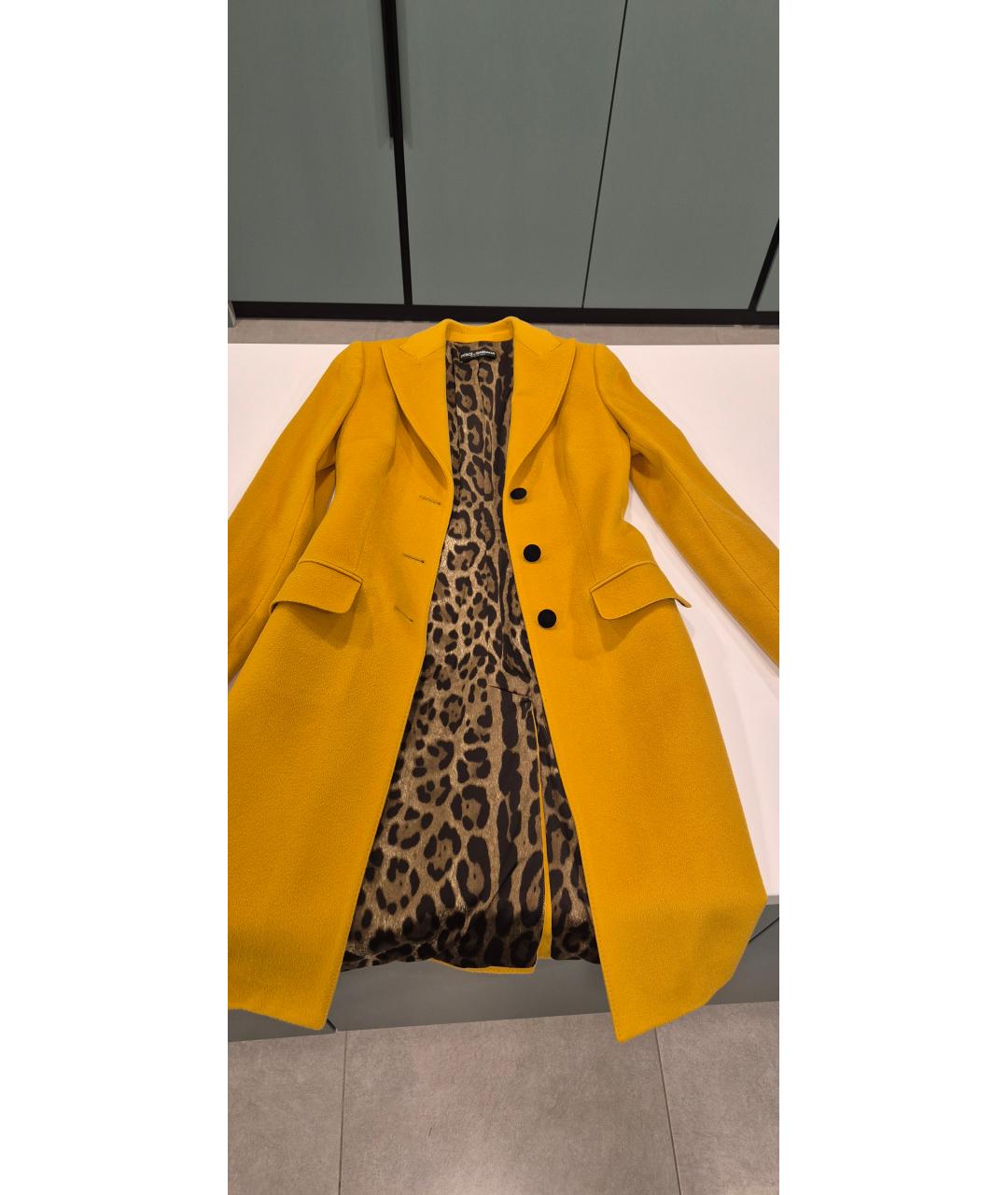 DOLCE&GABBANA Желтое шерстяное пальто, фото 8