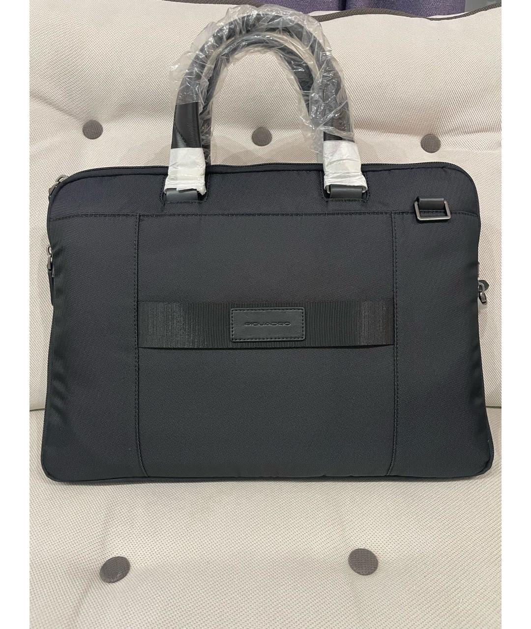 PIQUADRO Черный тканевый портфель, фото 6