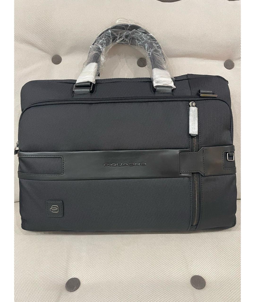 PIQUADRO Черный тканевый портфель, фото 5