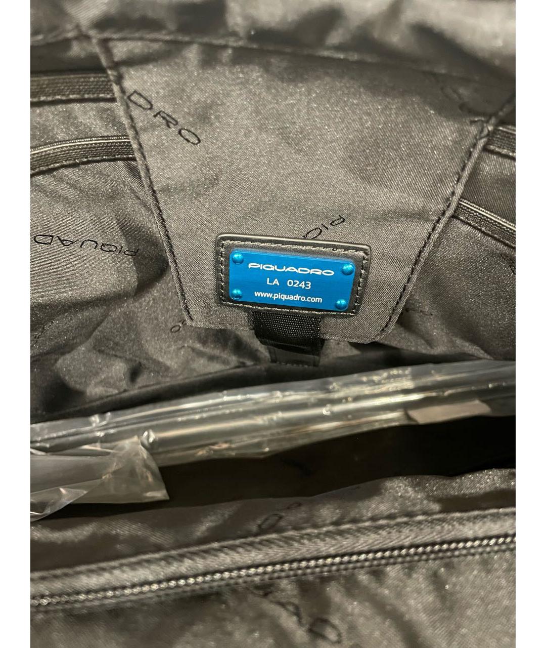 PIQUADRO Черный тканевый портфель, фото 7