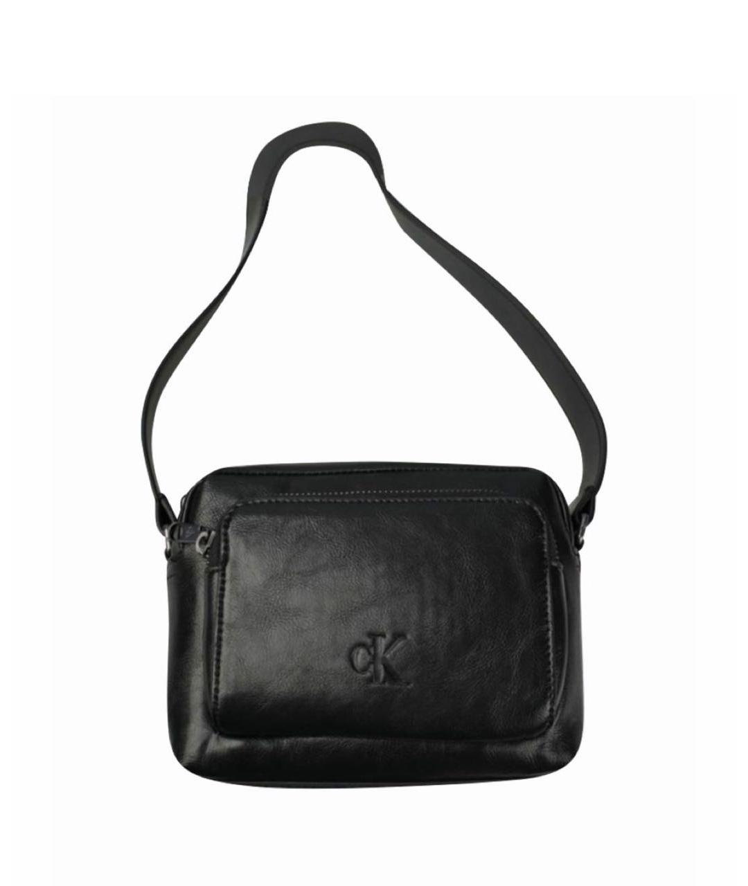 CALVIN KLEIN Черная сумка на плечо из искусственной кожи, фото 4