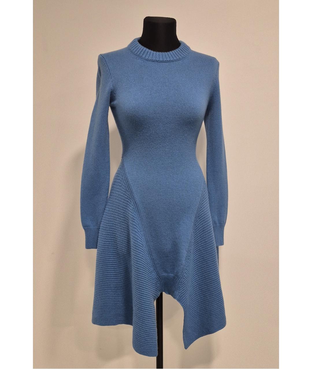 ALEXANDER MCQUEEN Голубое кашемировое повседневное платье, фото 7