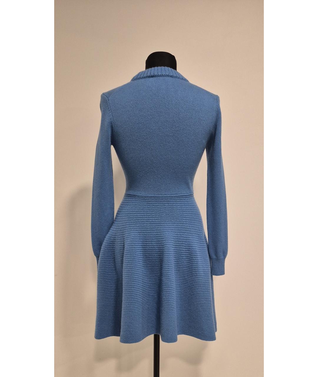 ALEXANDER MCQUEEN Голубое кашемировое повседневное платье, фото 2