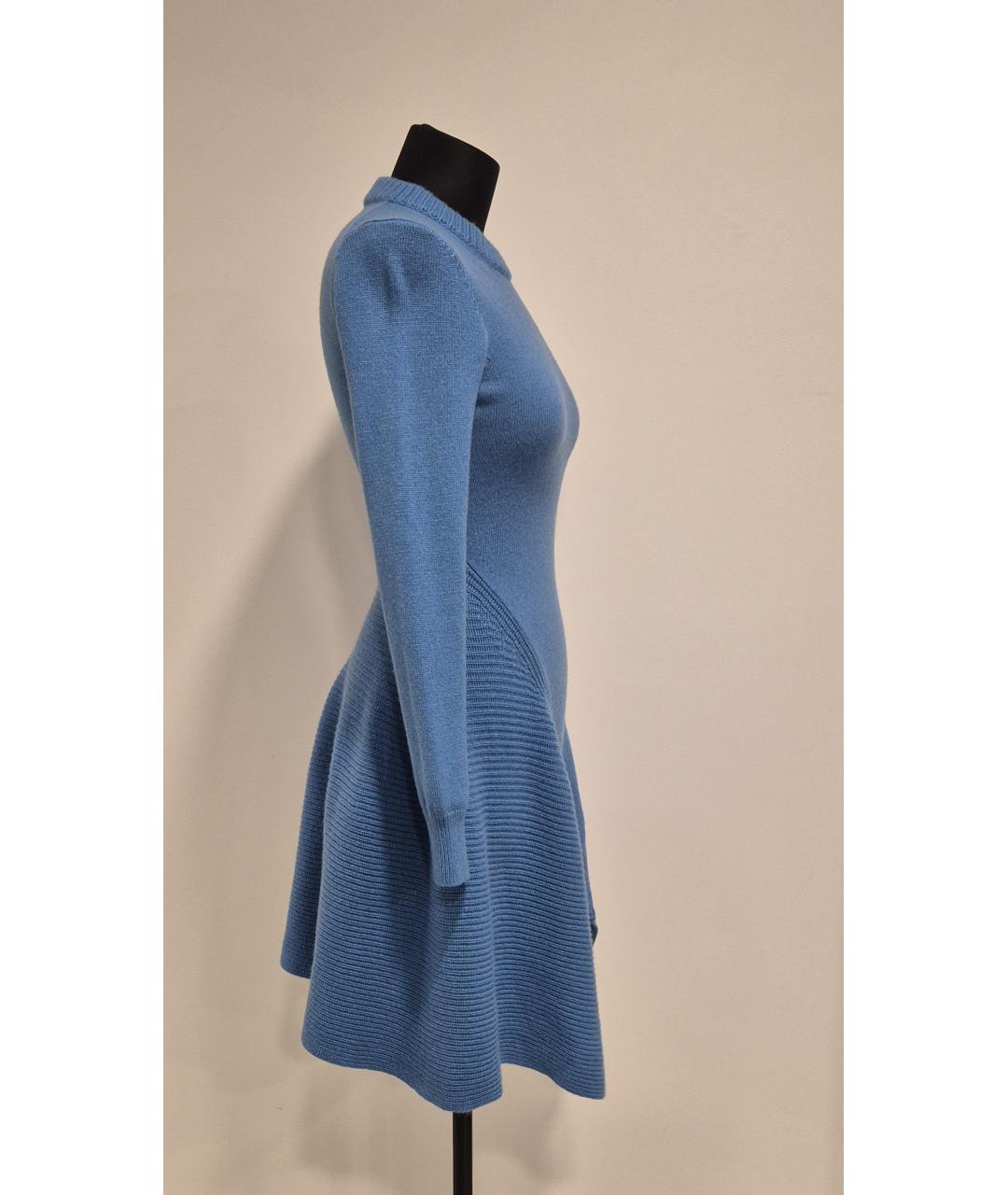 ALEXANDER MCQUEEN Голубое кашемировое повседневное платье, фото 3