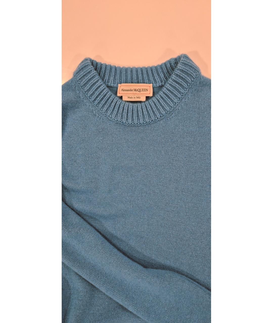 ALEXANDER MCQUEEN Голубое кашемировое повседневное платье, фото 4
