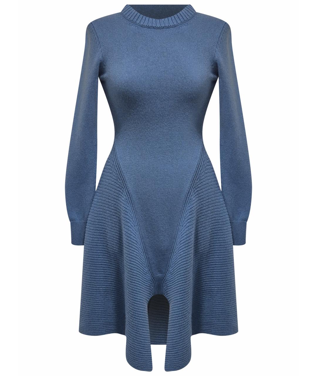 ALEXANDER MCQUEEN Голубое кашемировое повседневное платье, фото 1