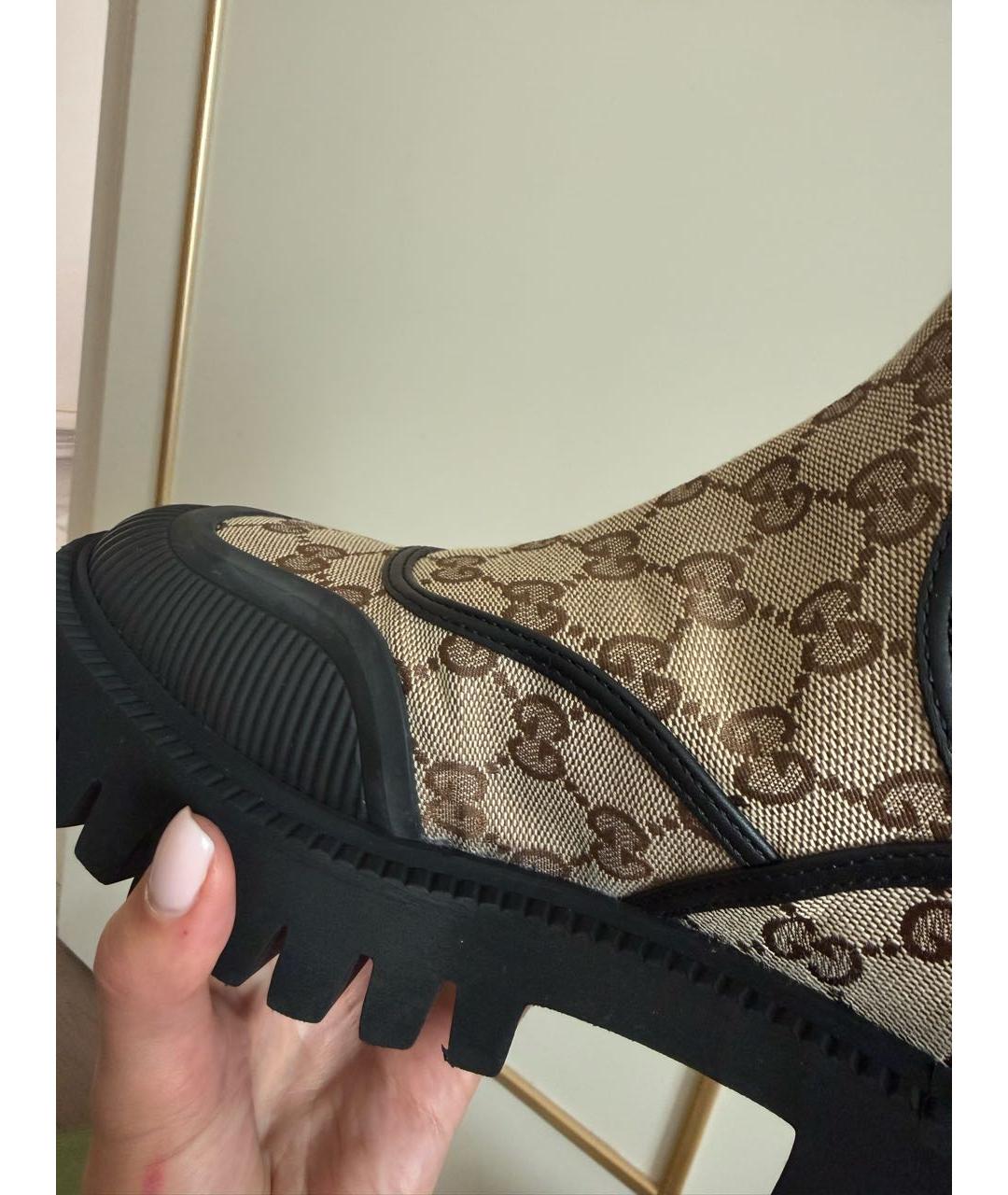 GUCCI Бежевые текстильные сапоги, фото 6