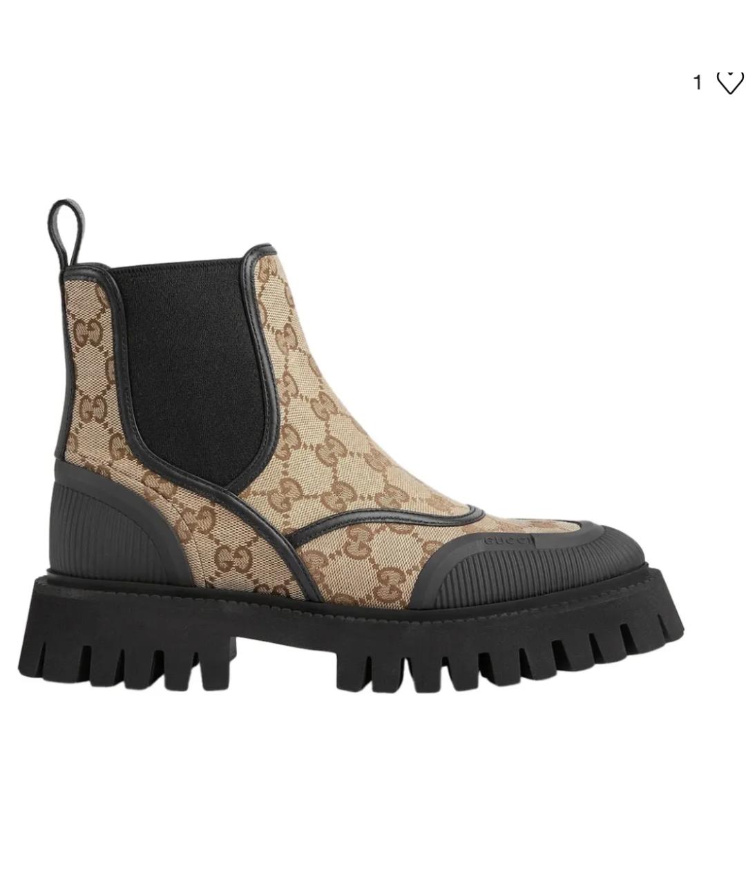 GUCCI Бежевые текстильные сапоги, фото 8