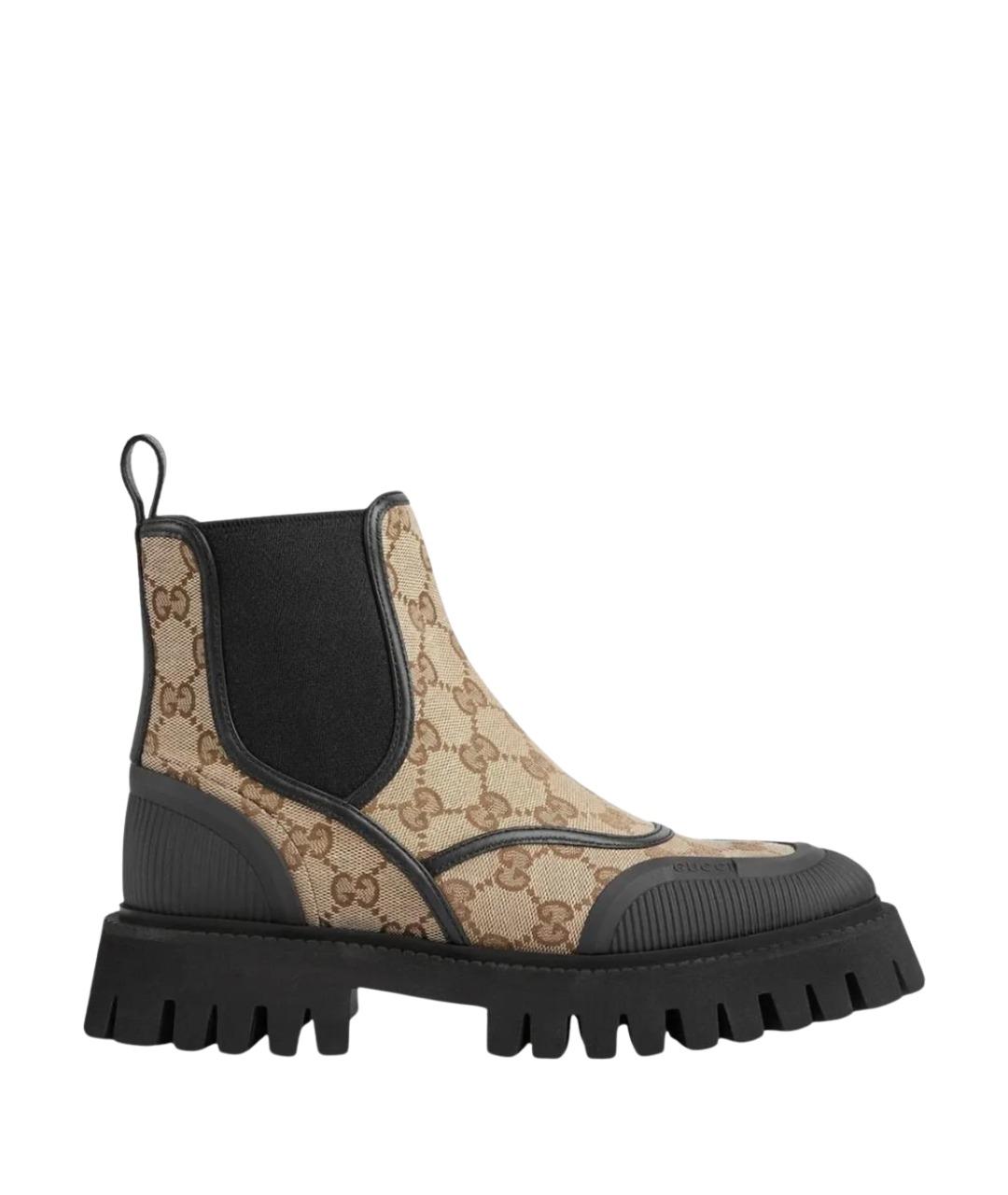 GUCCI Бежевые текстильные сапоги, фото 1