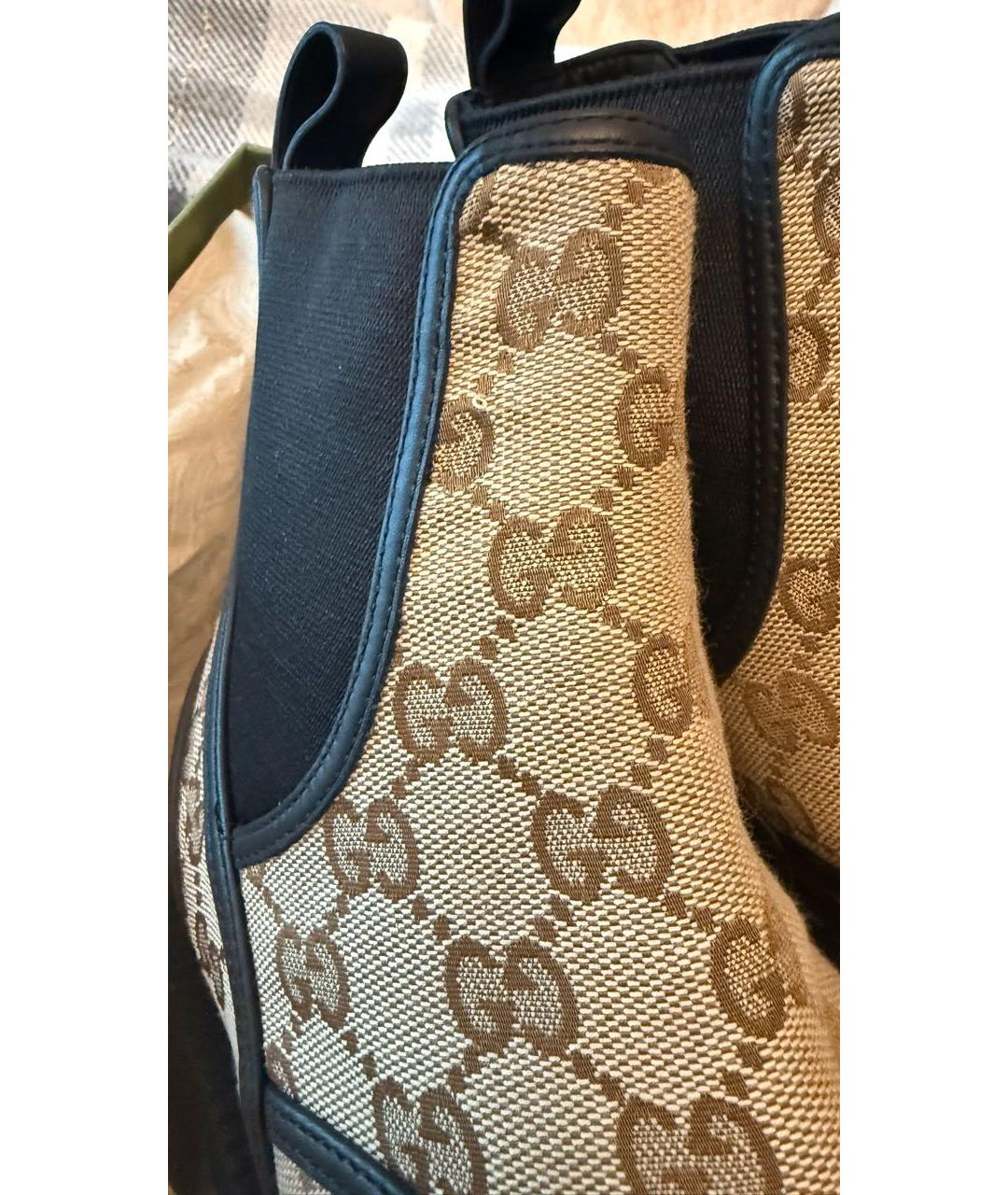 GUCCI Бежевые текстильные сапоги, фото 7