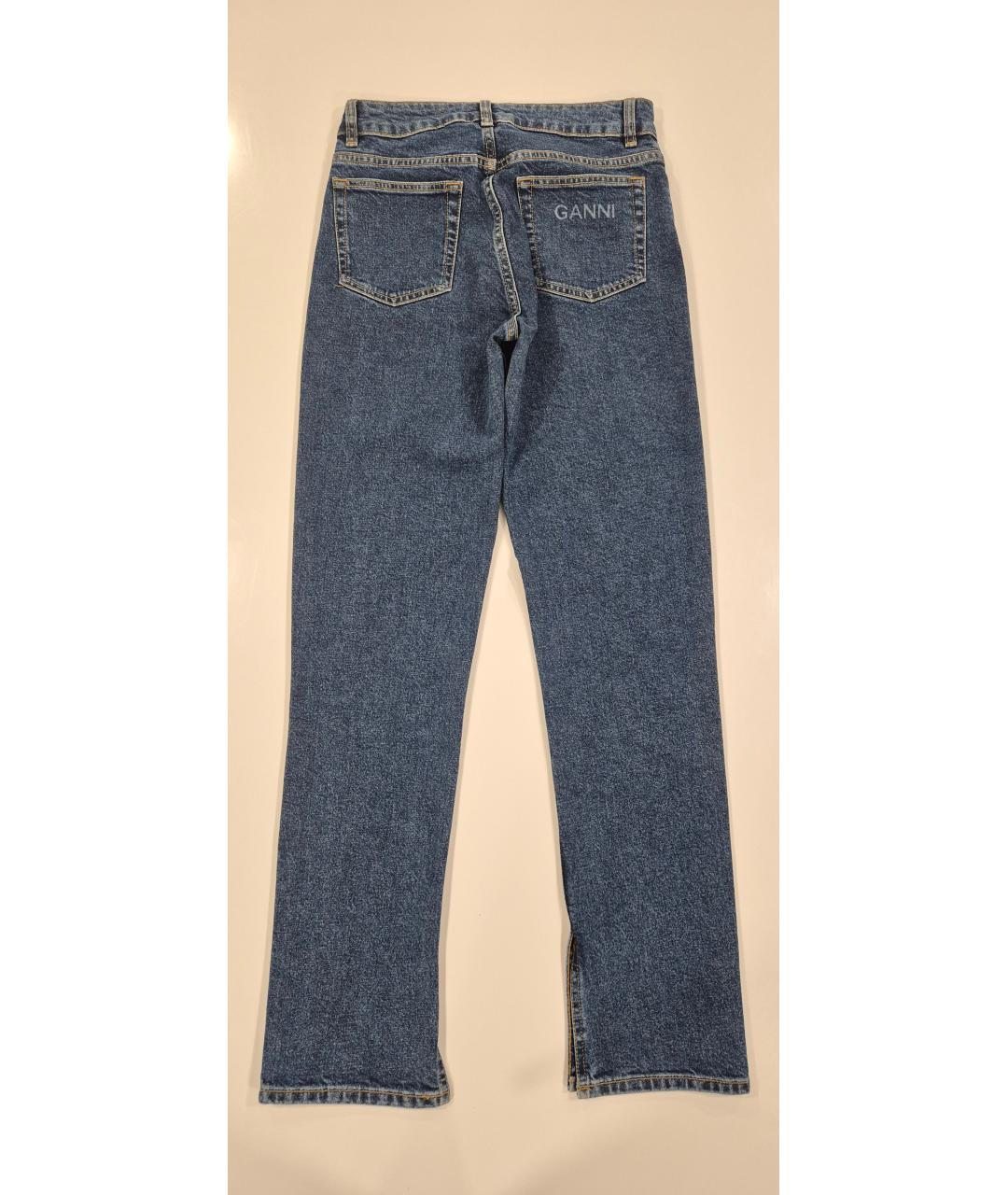 GANNI Синие хлопковые джинсы слим, фото 2