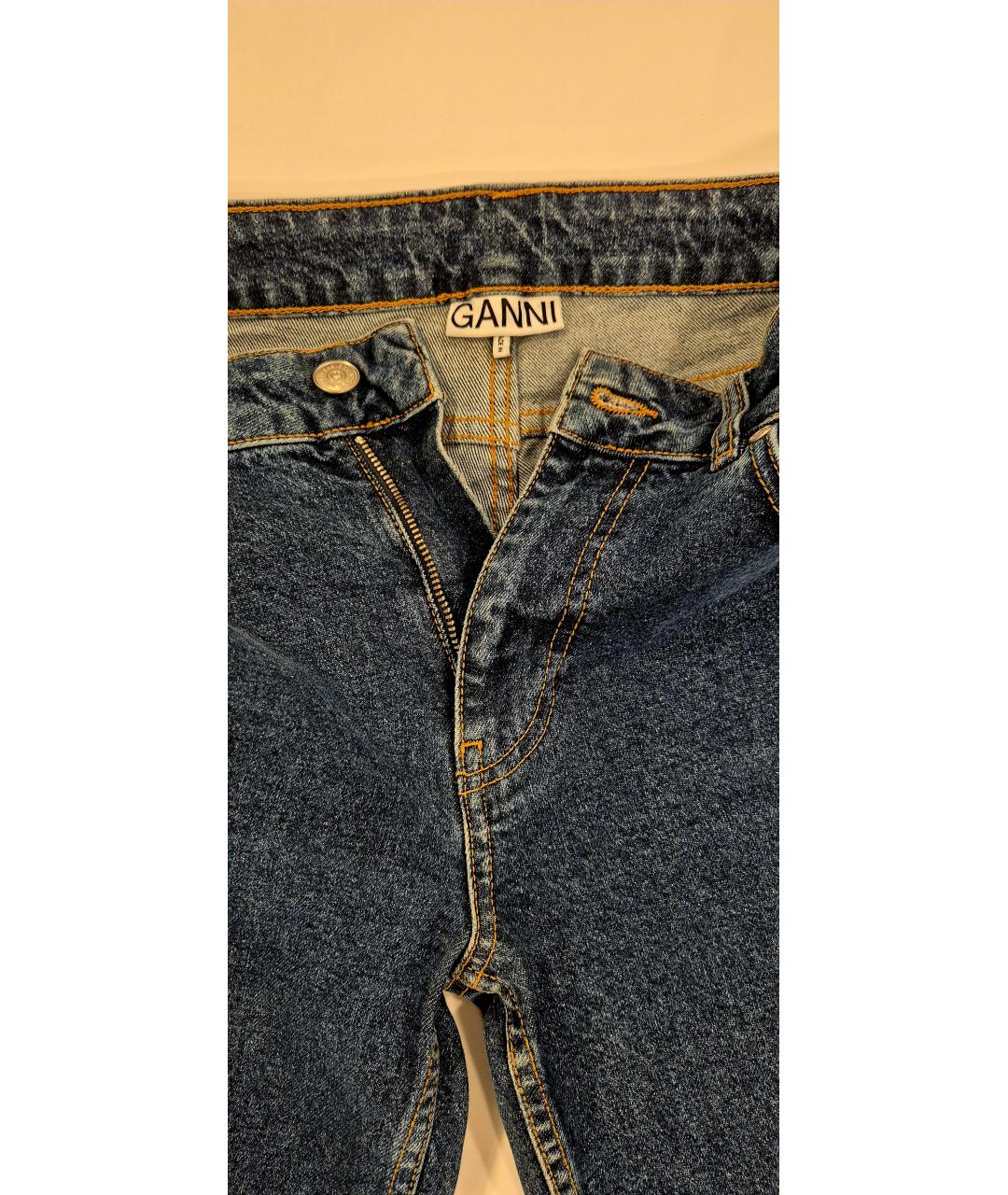 GANNI Синие хлопковые джинсы слим, фото 3