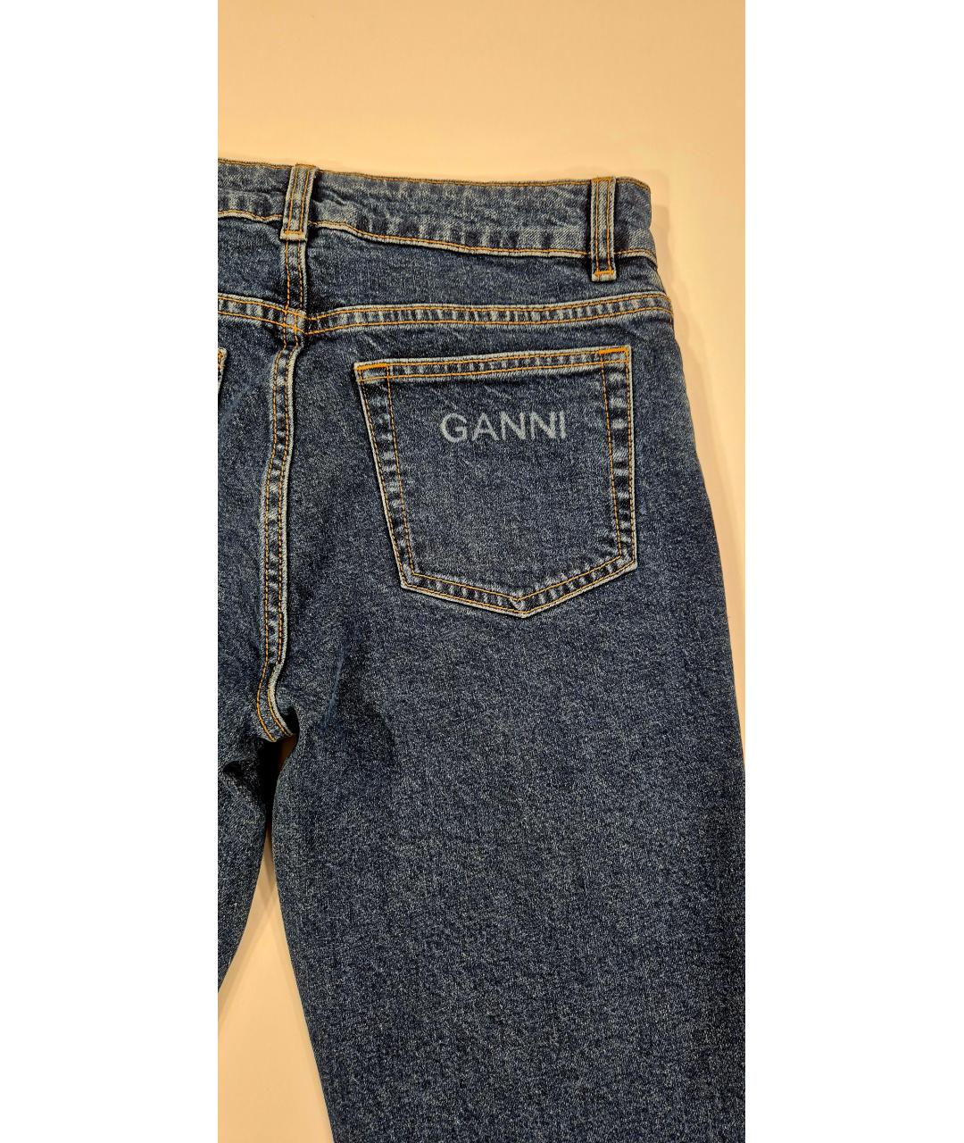 GANNI Синие хлопковые джинсы слим, фото 8
