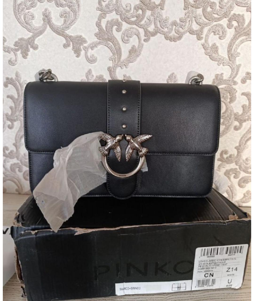 PINKO Черная кожаная сумка через плечо, фото 2