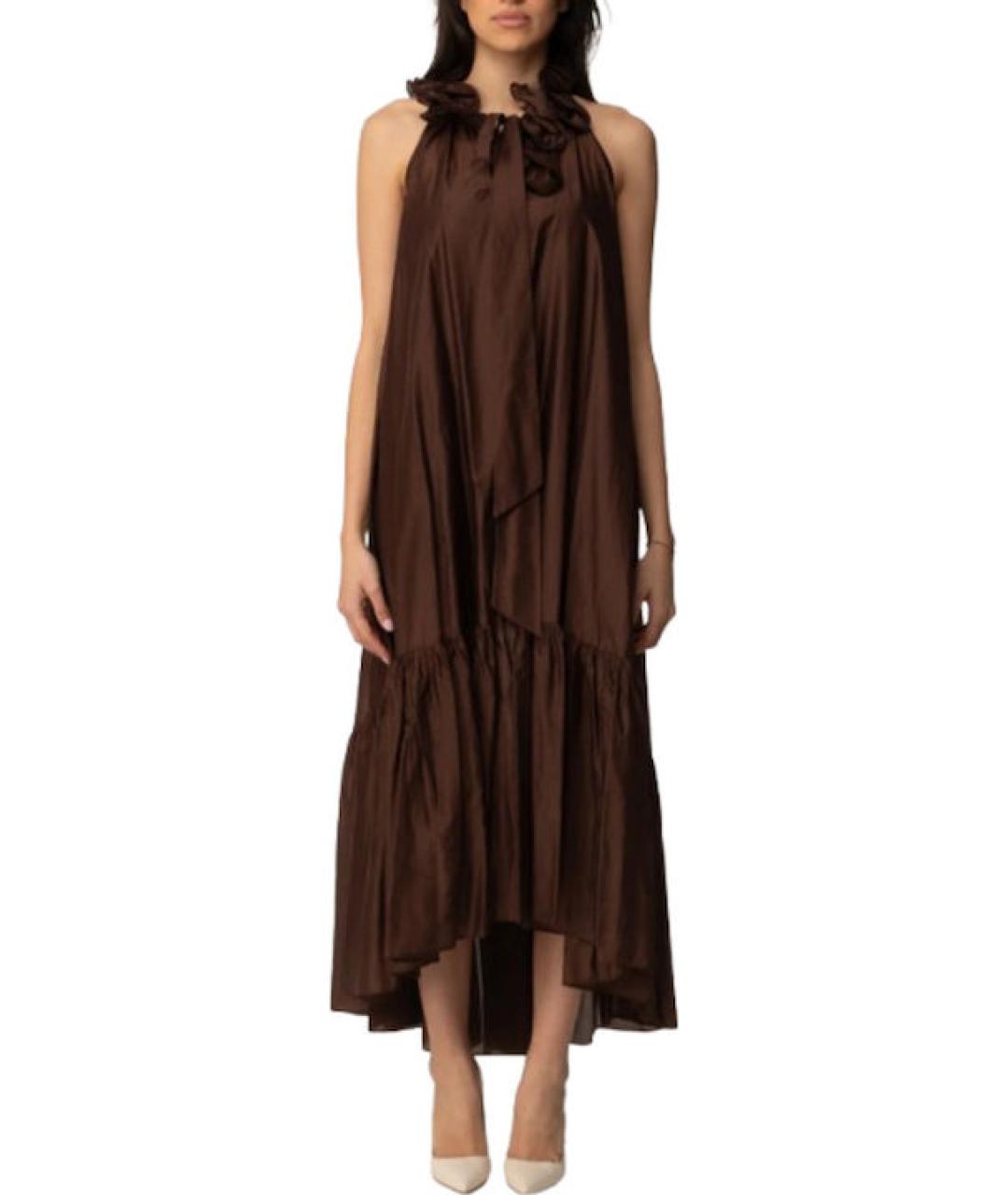 TWIN-SET Коричневое полиэстеровое повседневное платье, фото 4