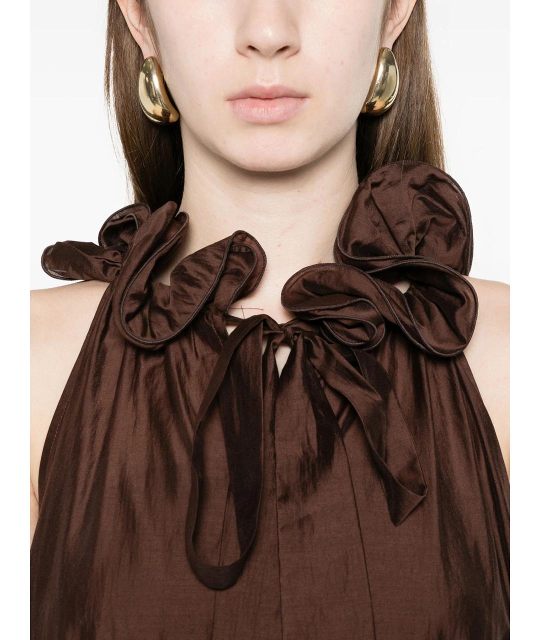 TWIN-SET Коричневое полиэстеровое повседневное платье, фото 3