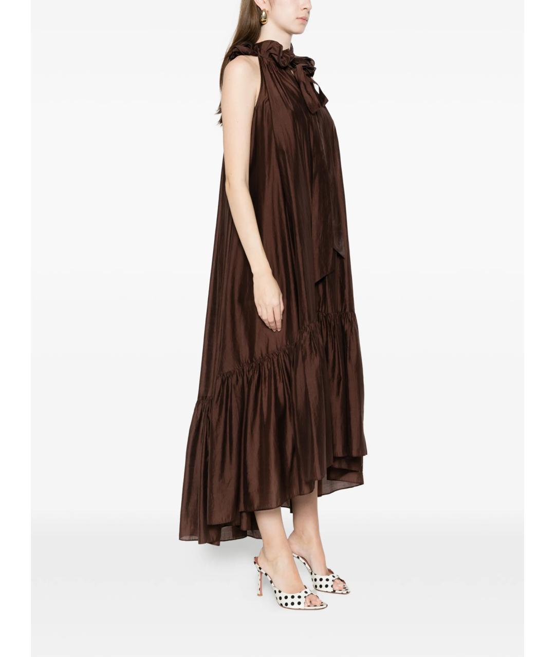 TWIN-SET Коричневое полиэстеровое повседневное платье, фото 2