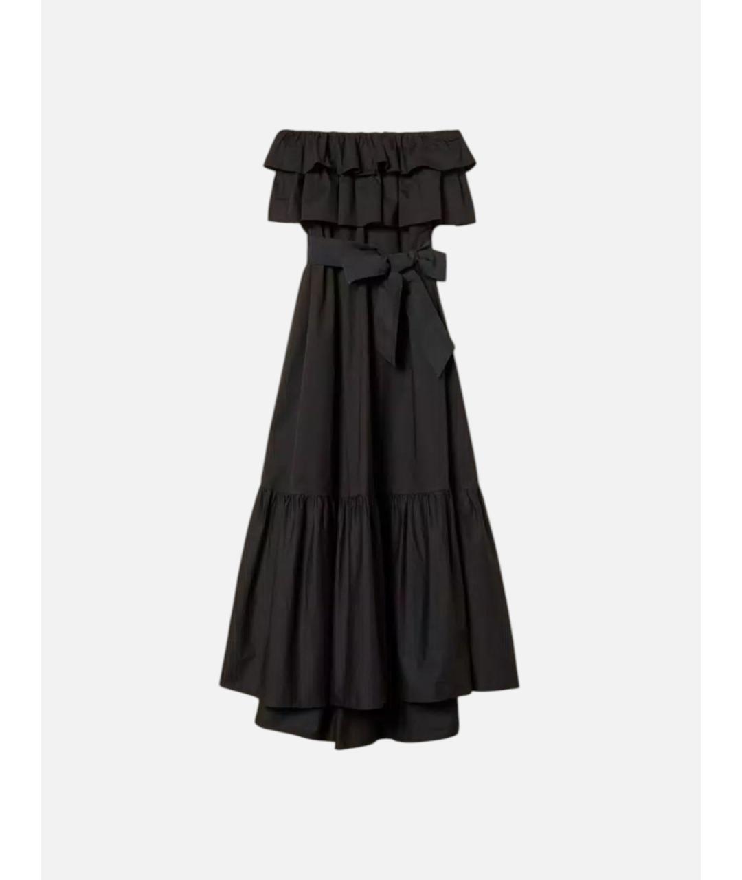 TWIN-SET Черное хлопковое повседневное платье, фото 7