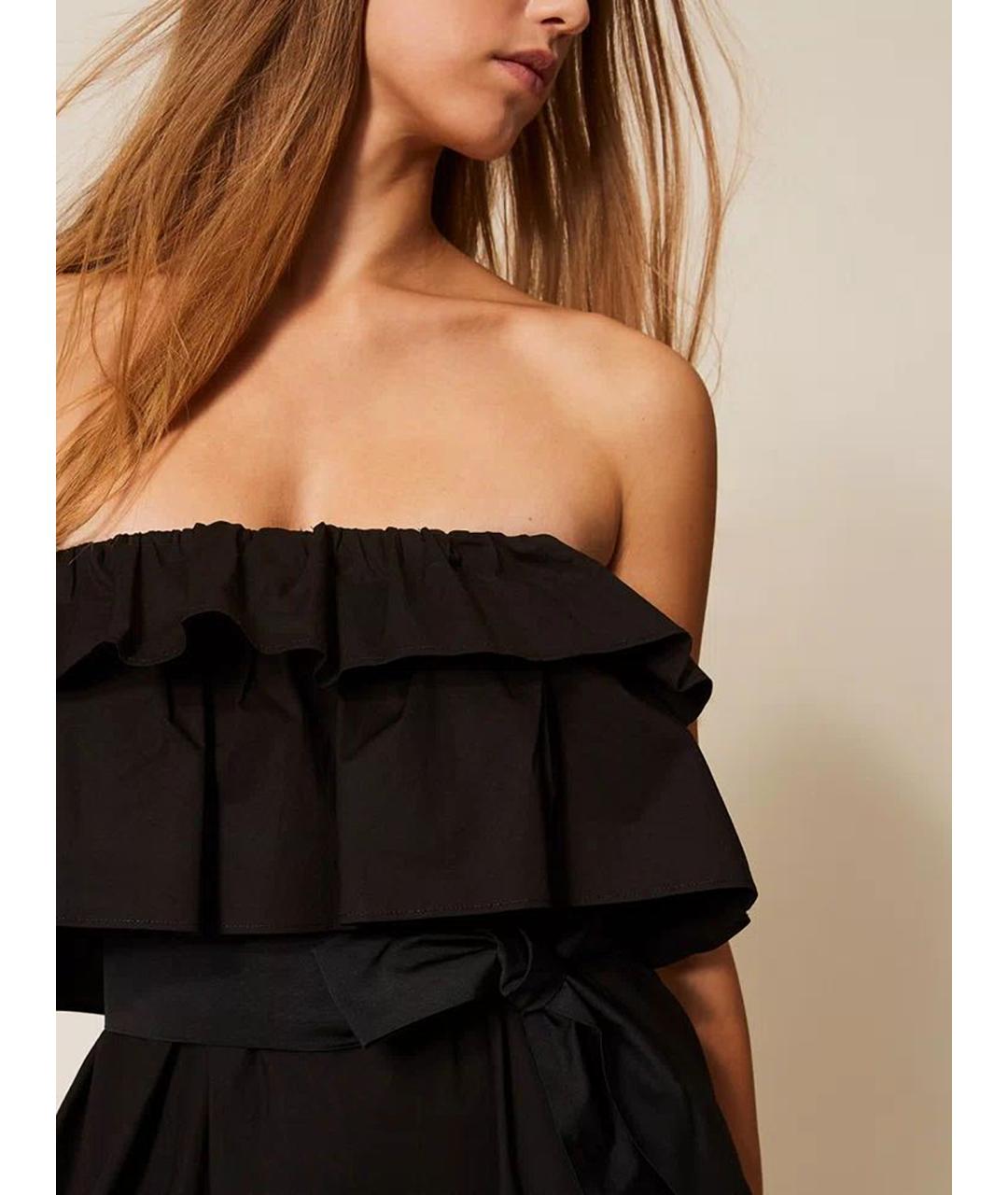 TWIN-SET Черное хлопковое повседневное платье, фото 6