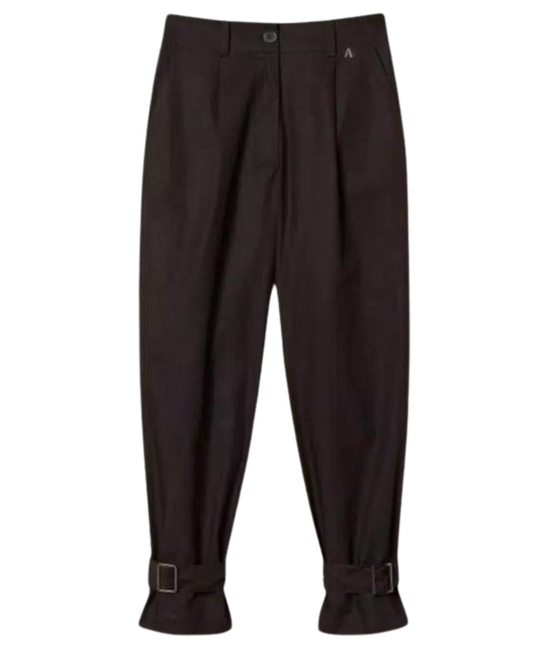 TWIN-SET Черные хлопковые прямые брюки, фото 1