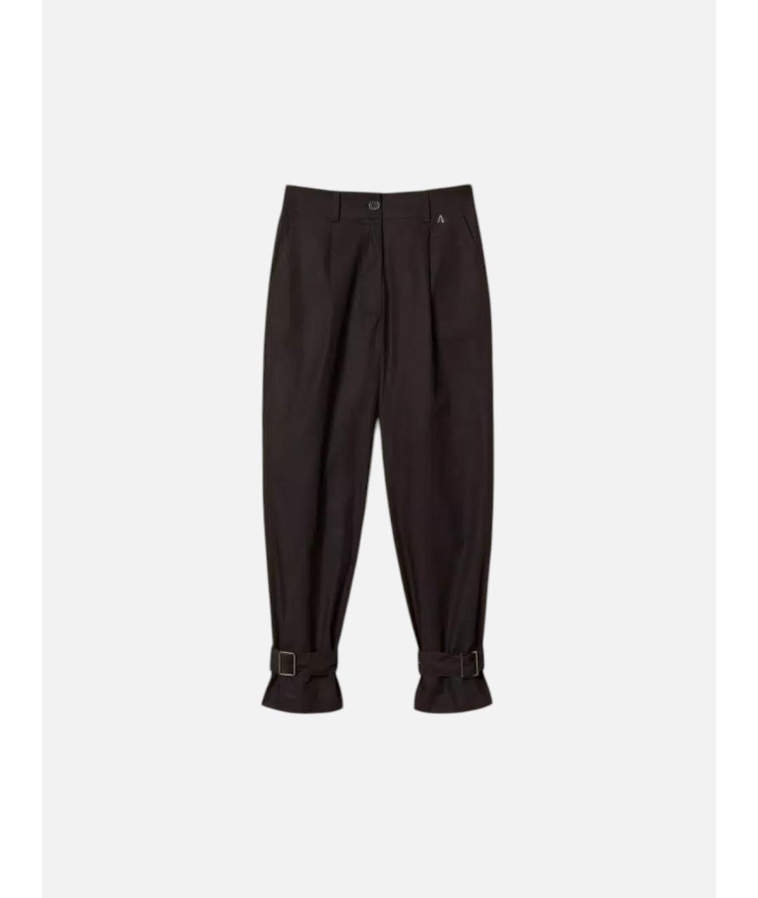 TWIN-SET Черные хлопковые прямые брюки, фото 6