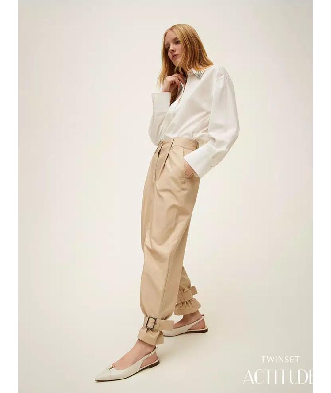 TWIN-SET Хлопковые прямые брюки, фото 5