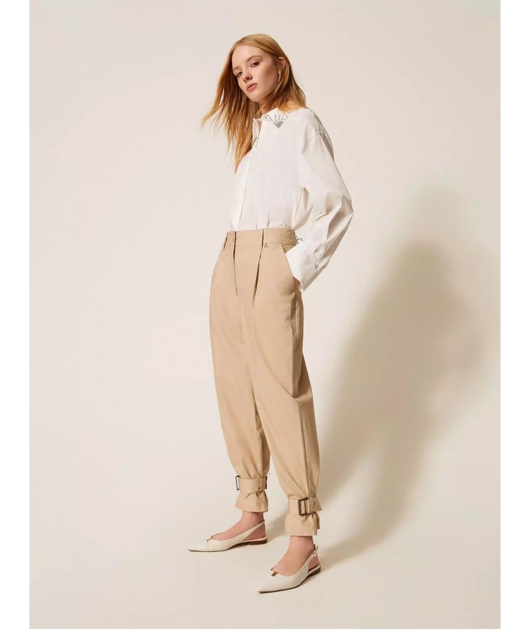 TWIN-SET Хлопковые прямые брюки, фото 3