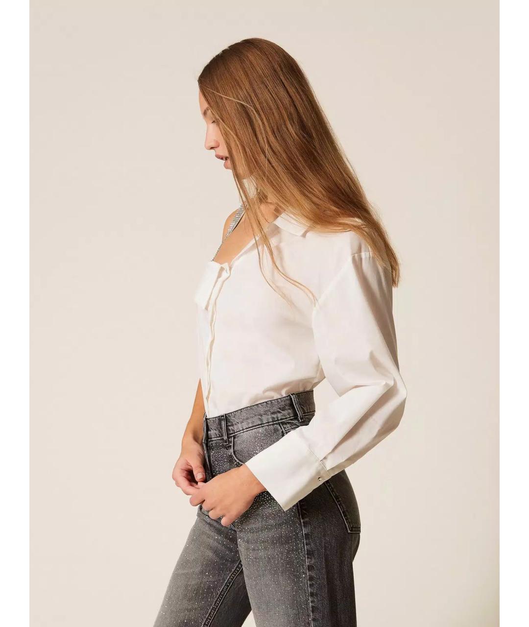 TWIN-SET Белая хлопковая рубашка, фото 4