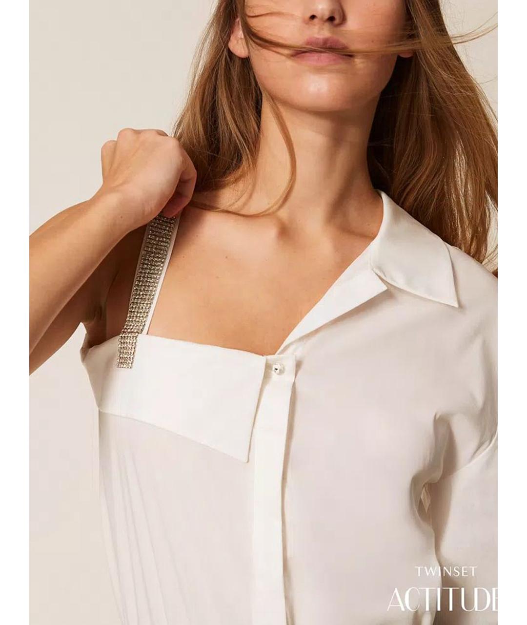 TWIN-SET Белая хлопковая рубашка, фото 7