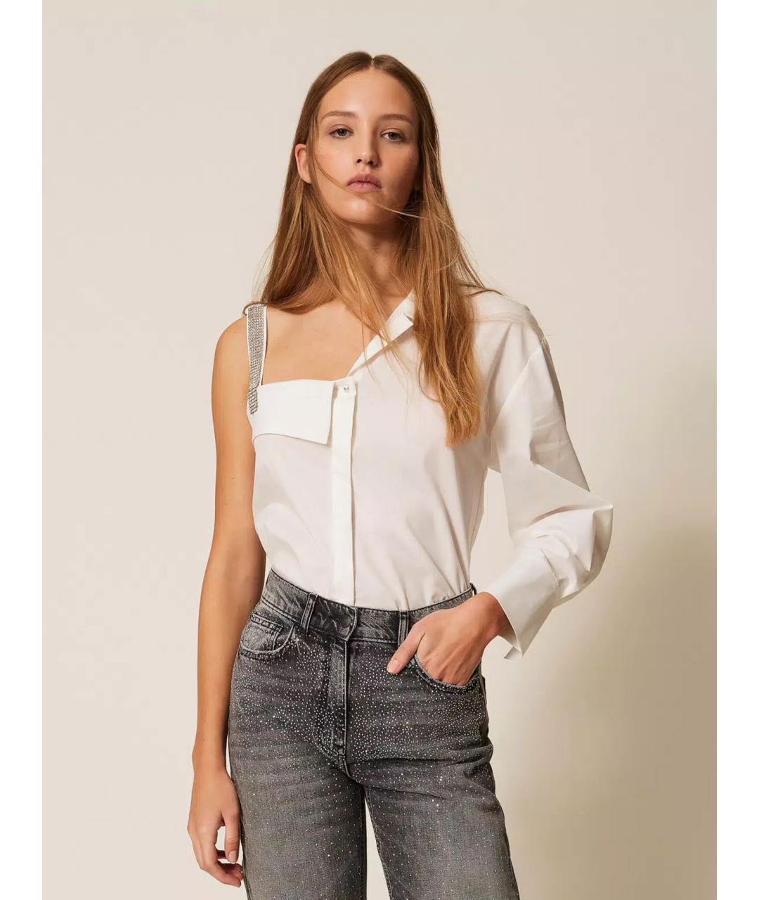 TWIN-SET Белая хлопковая рубашка, фото 3