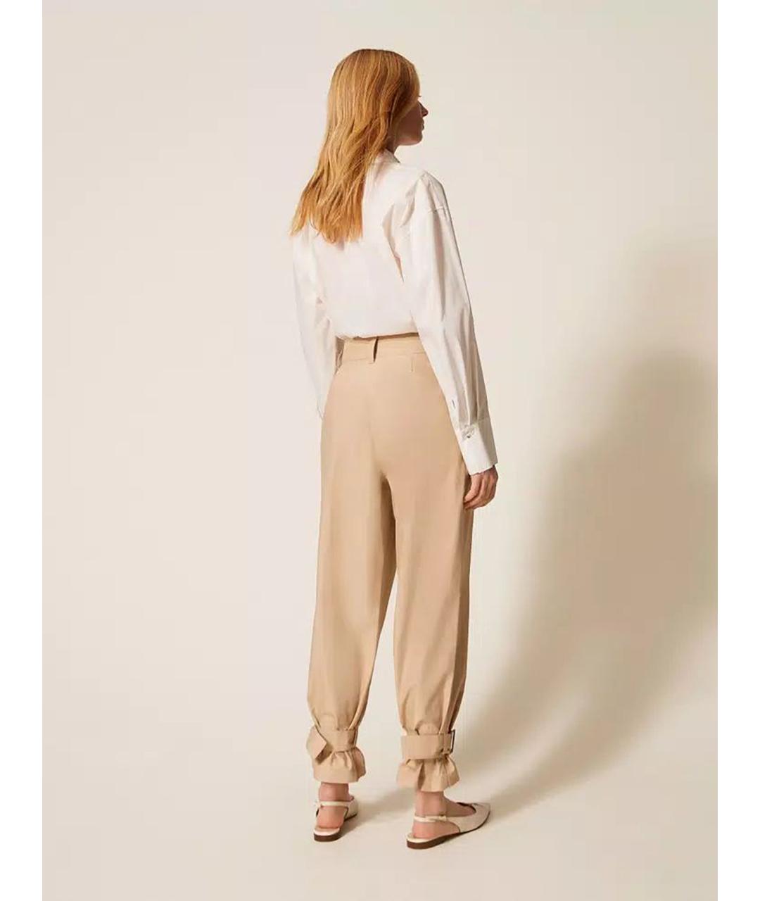 TWIN-SET Хлопковые прямые брюки, фото 4