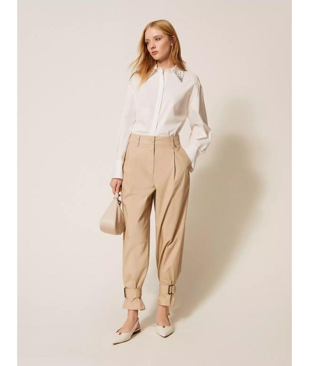 TWIN-SET Хлопковые прямые брюки, фото 2