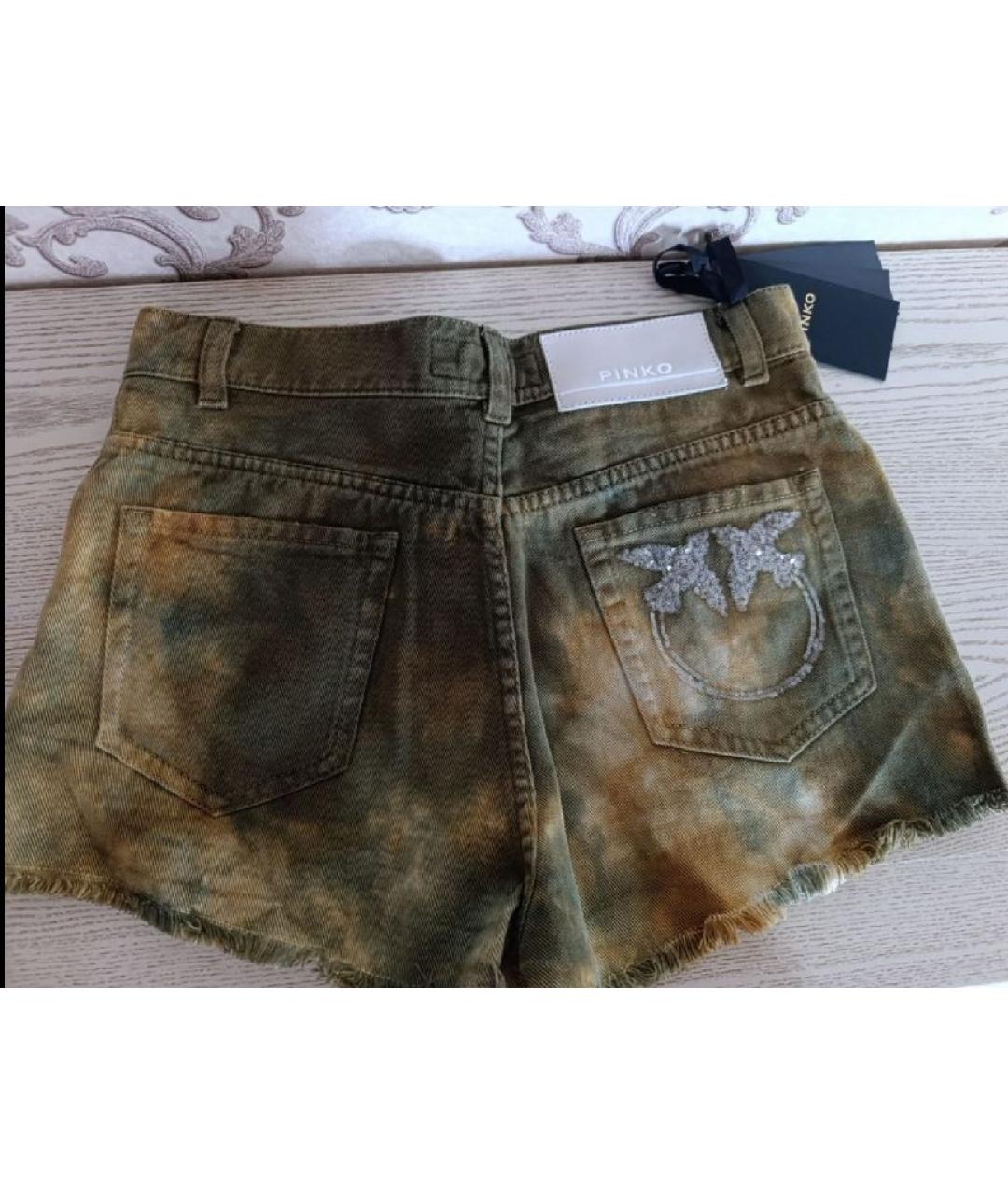 PINKO Зеленые хлопко-эластановые шорты, фото 2