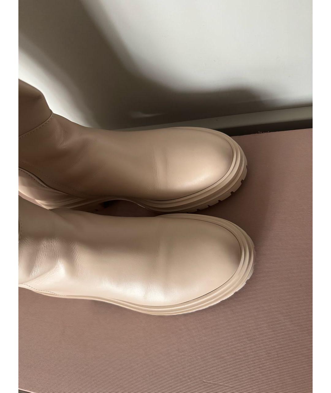 GIANVITO ROSSI Бежевые кожаные ботфорты, фото 4