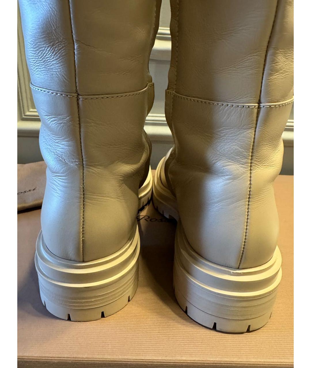 GIANVITO ROSSI Бежевые кожаные ботфорты, фото 5
