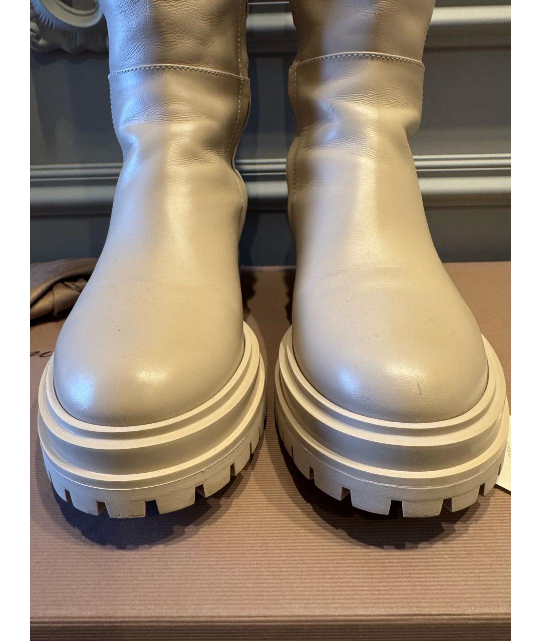 GIANVITO ROSSI Бежевые кожаные ботфорты, фото 3