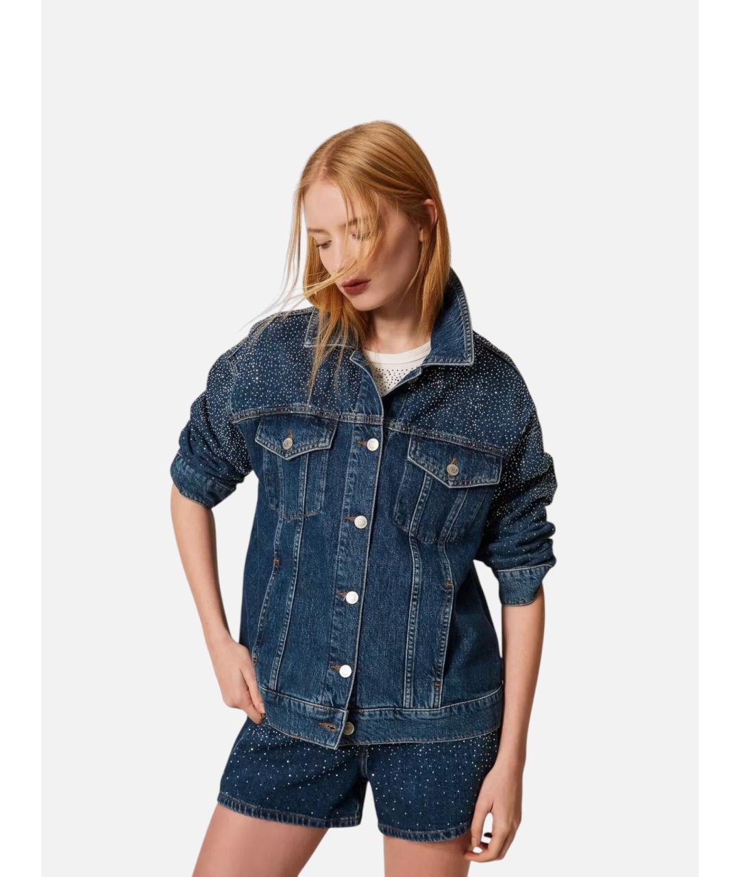 TWIN-SET Синяя хлопковая куртка, фото 7